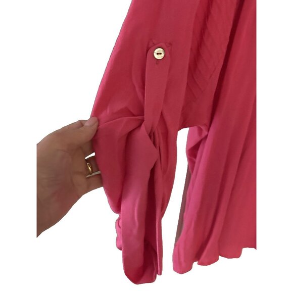 First Love by Lovelyn Hot Pink Button Down Blouse Shirt Sz Large NEW W/TAGS! - Picture 6 of 6